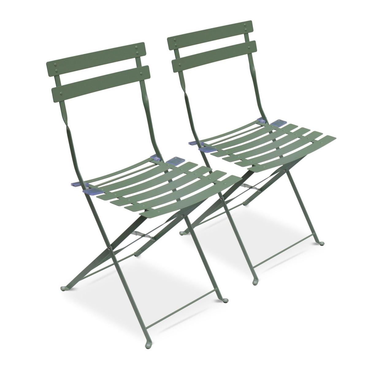 Alice'S Garden - Lot de 2 chaises de jardin pliables - Emilia vert de gris - Acier thermolaqué - Ensembles canapés et fauteuils