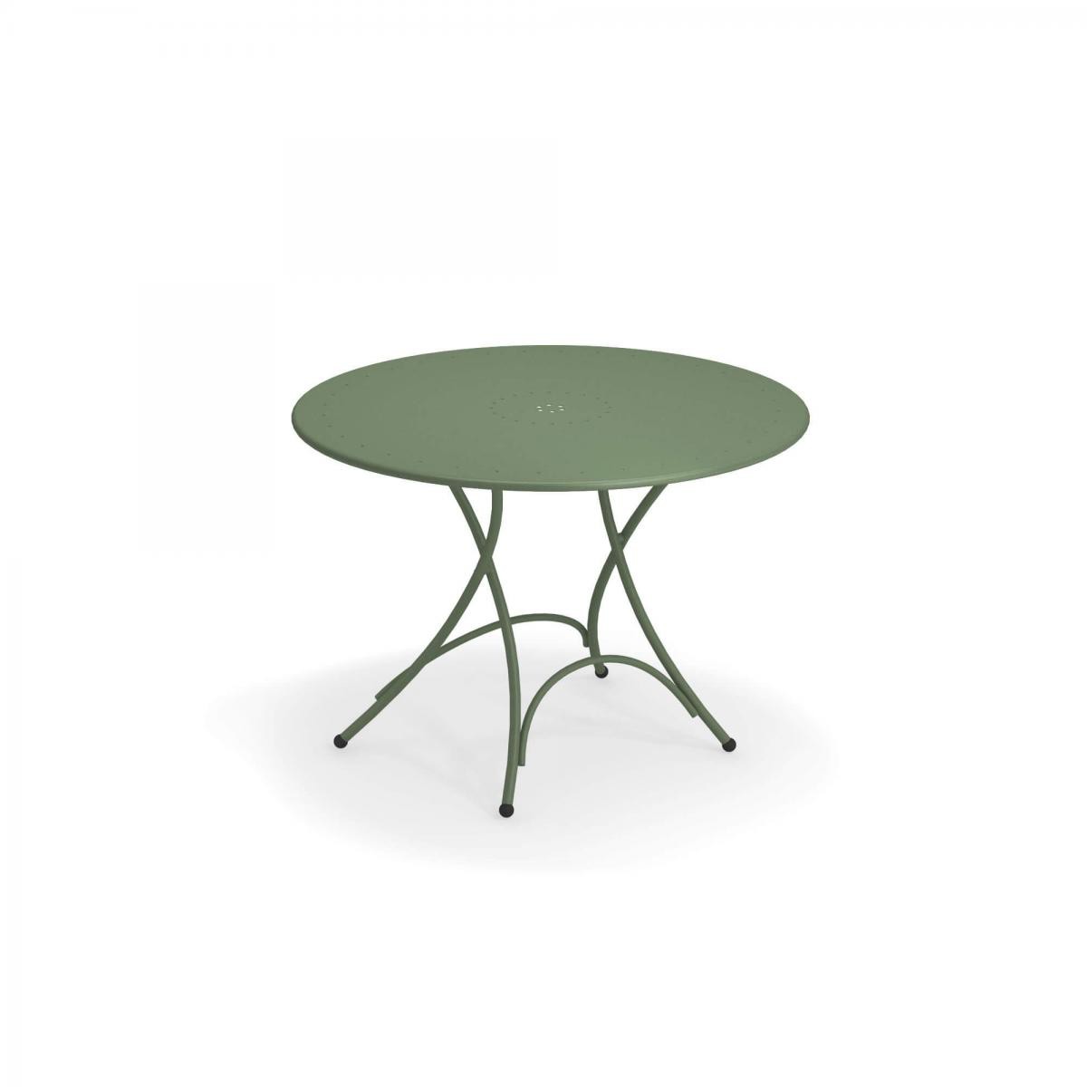 Emu - Table pliante ronde Pigalle - vert militaire - Tables de jardin