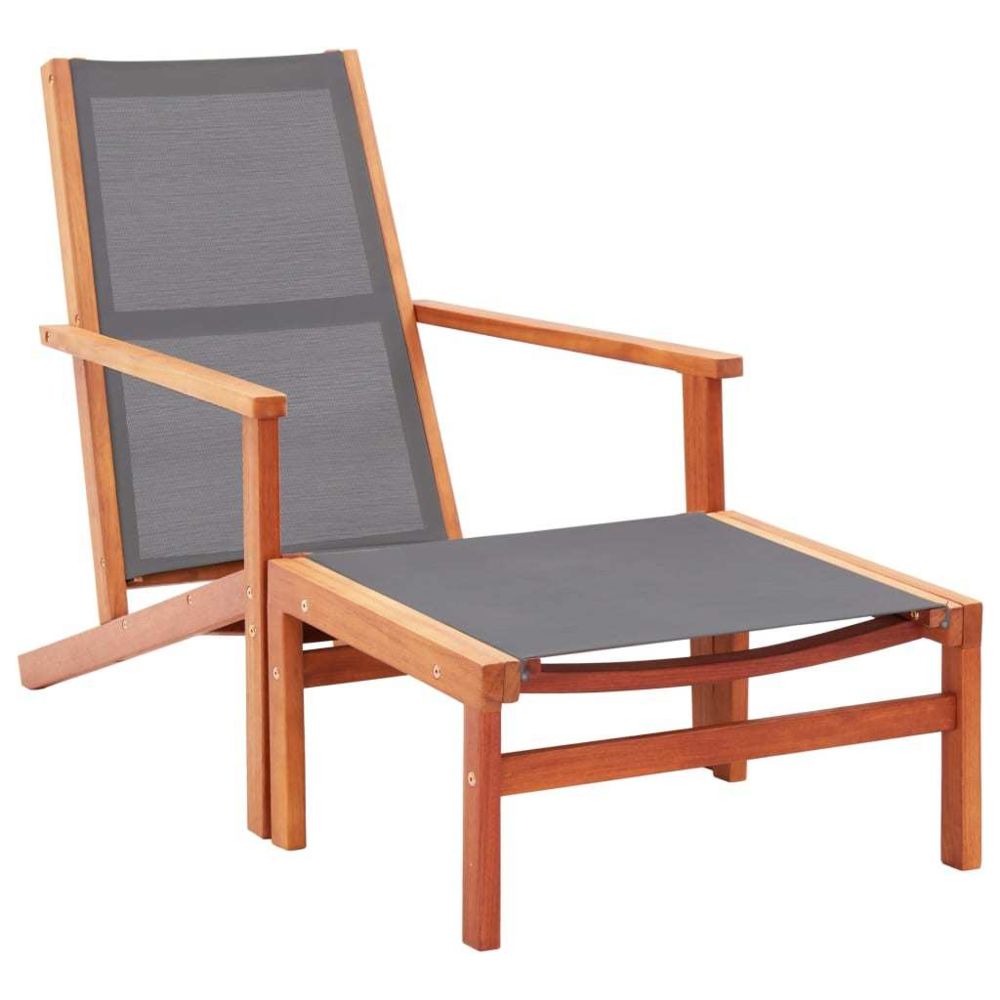 Vidaxl - vidaXL Chaise de jardin et repose-pied Gris Eucalyptus et textilène - Chaises de jardin