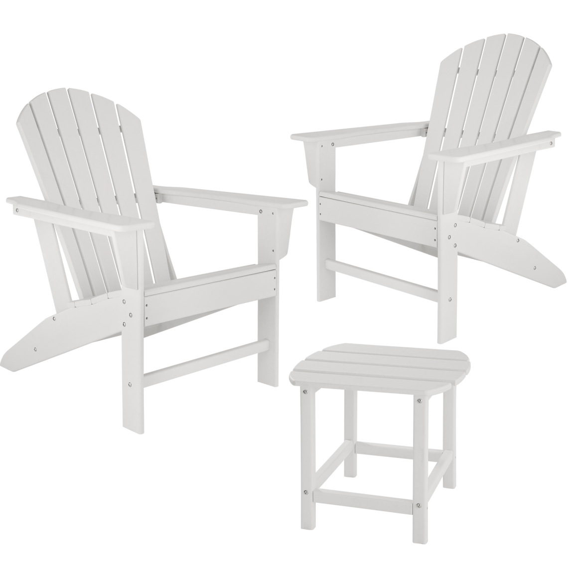 Tectake - Lot de 2 chaises de jardin JANIS avec table KAMALA - blanc - Ensembles canapés et fauteuils