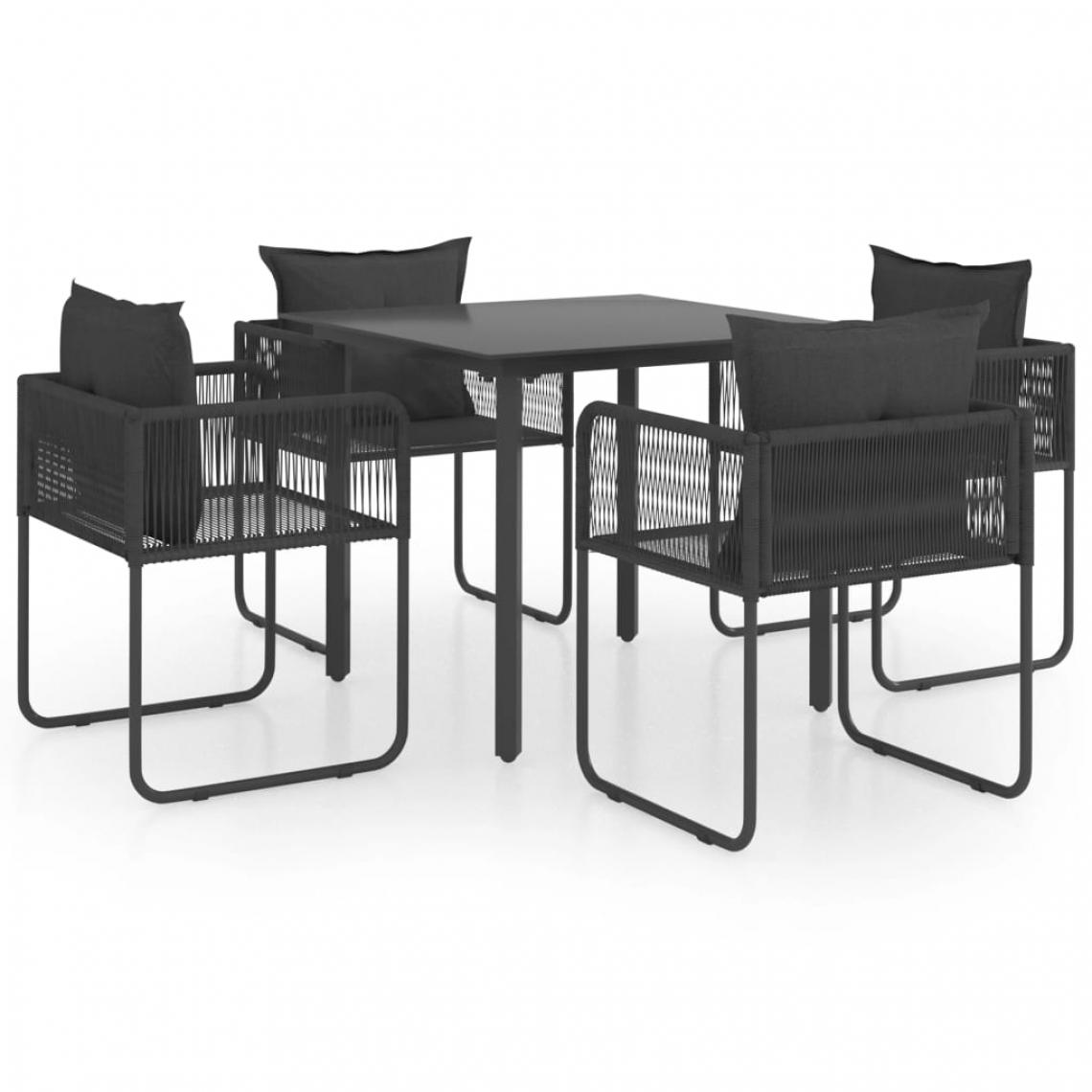 Chunhelife - Salon de jardin 5 pcs PVC Résine tressée Noir - Ensembles tables et chaises