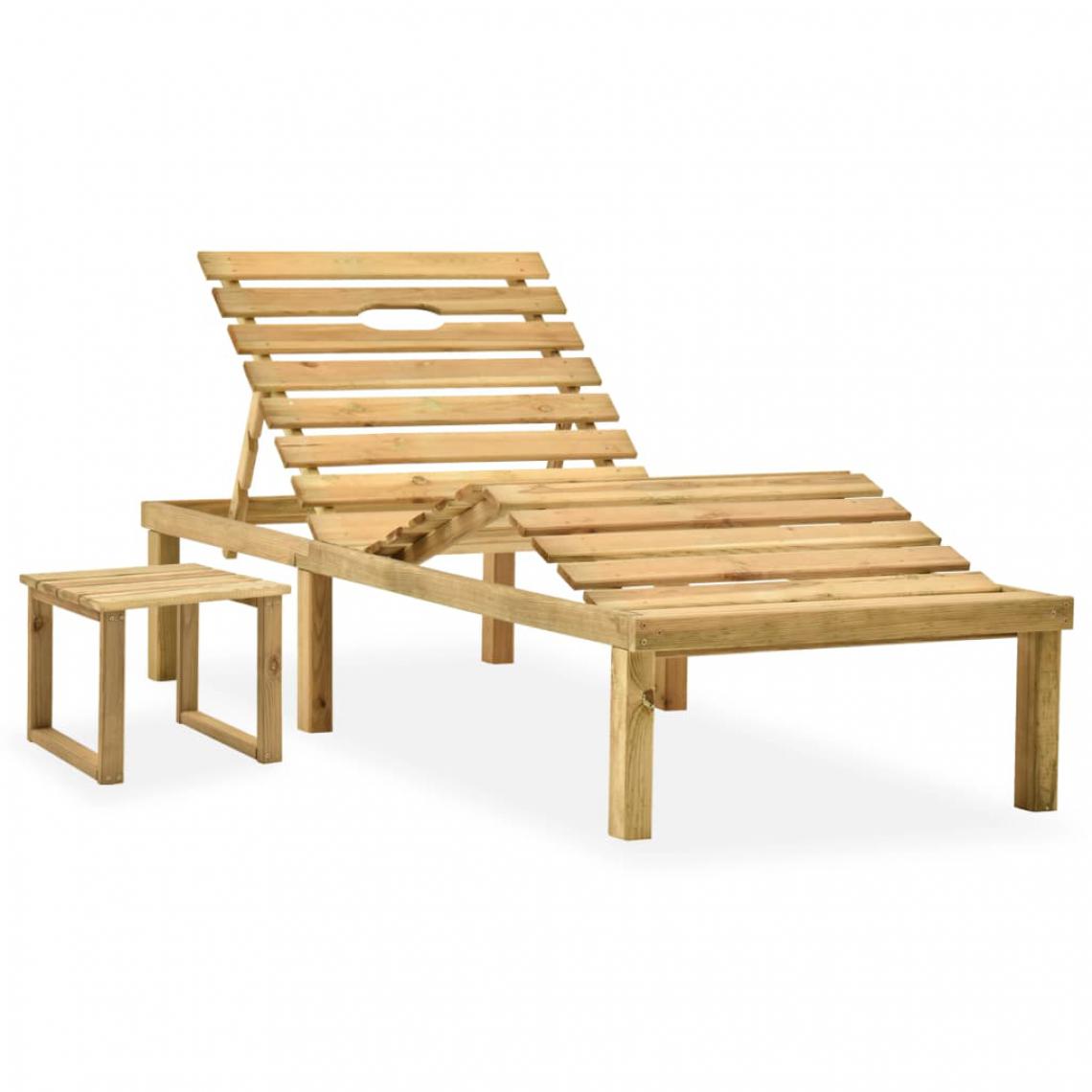 Vidaxl - vidaXL Chaise longue de jardin avec table Bois de pin imprégné - Transats, chaises longues