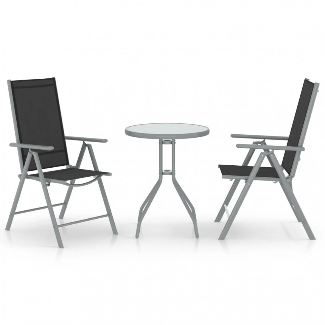 Chunhelife - Mobilier de bistro 3 pcs Aluminium et textilène Argenté - Ensembles canapés et fauteuils