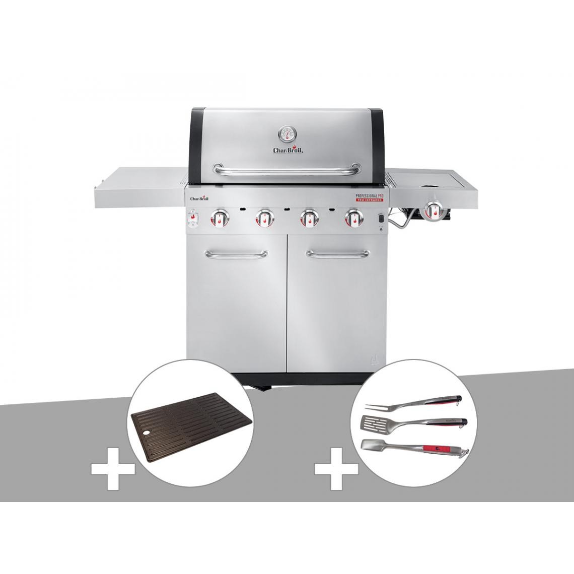 Char-Broil - Barbecue à gaz Char/Broil Professional Pro S 4 + Plancha + Kit 3 ustensiles - Barbecues gaz
