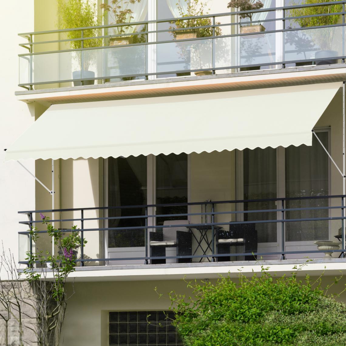 Ecd Germany - Store banne terrasse patio auvent à pince rétractable 150x120 cm beige ML-Design - Marquise, auvent
