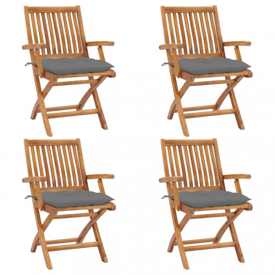Vidaxl - vidaXL Chaises pliables de jardin avec coussins 4 pcs Teck solide - Chaises de jardin