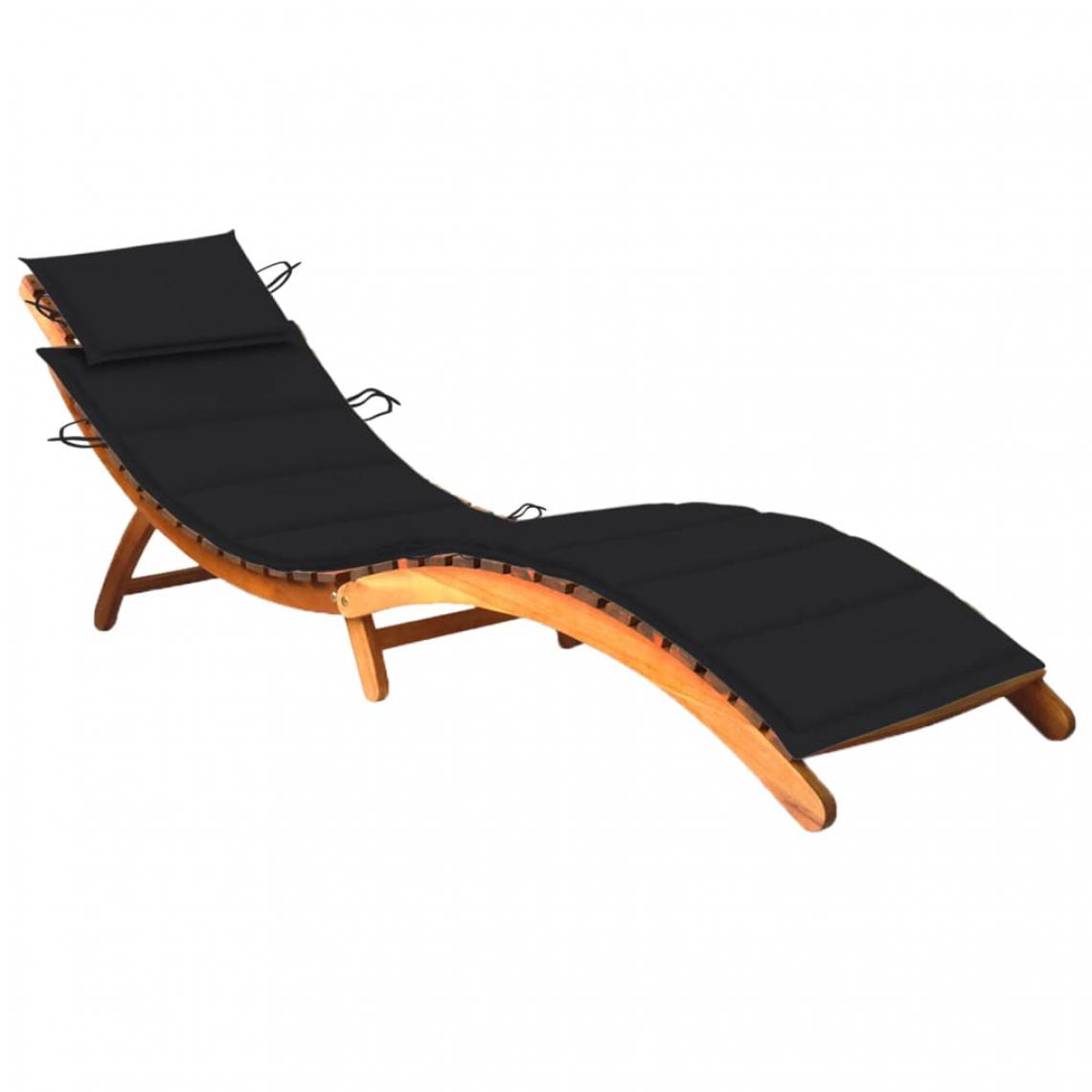 Vidaxl - vidaXL Chaise longue de jardin avec coussin Bois d'acacia solide - Transats, chaises longues