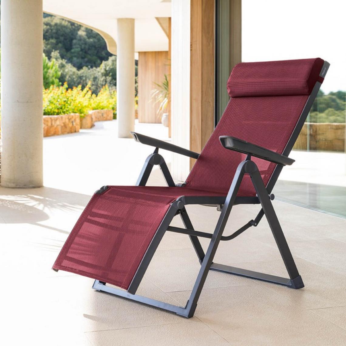 Sans Marque - Chaise longue Decima Hespéride bordeaux/graphite - Bordeaux - Transats, chaises longues