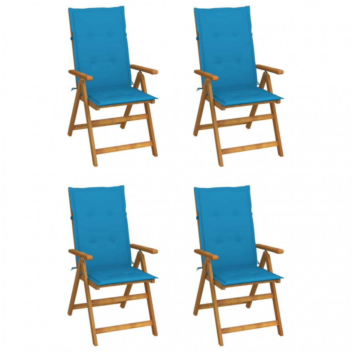 Vidaxl - vidaXL Chaises inclinables de jardin 4 pcs avec coussins Bois d'acacia - Chaises de jardin