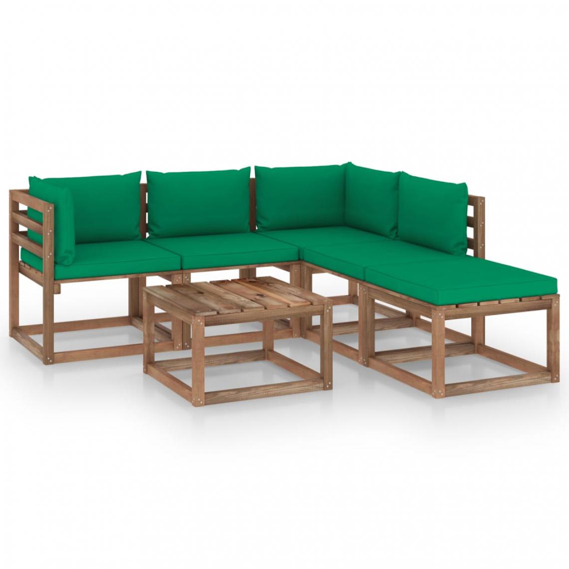Chunhelife - Salon palette de jardin 6 pcs et coussins Bois de pin imprégné - Ensembles canapés et fauteuils