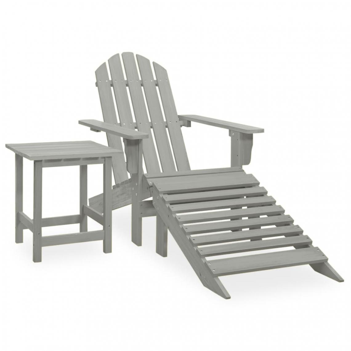 Vidaxl - vidaXL Chaise de jardin Adirondack avec pouf et table Sapin Gris - Ensembles canapés et fauteuils