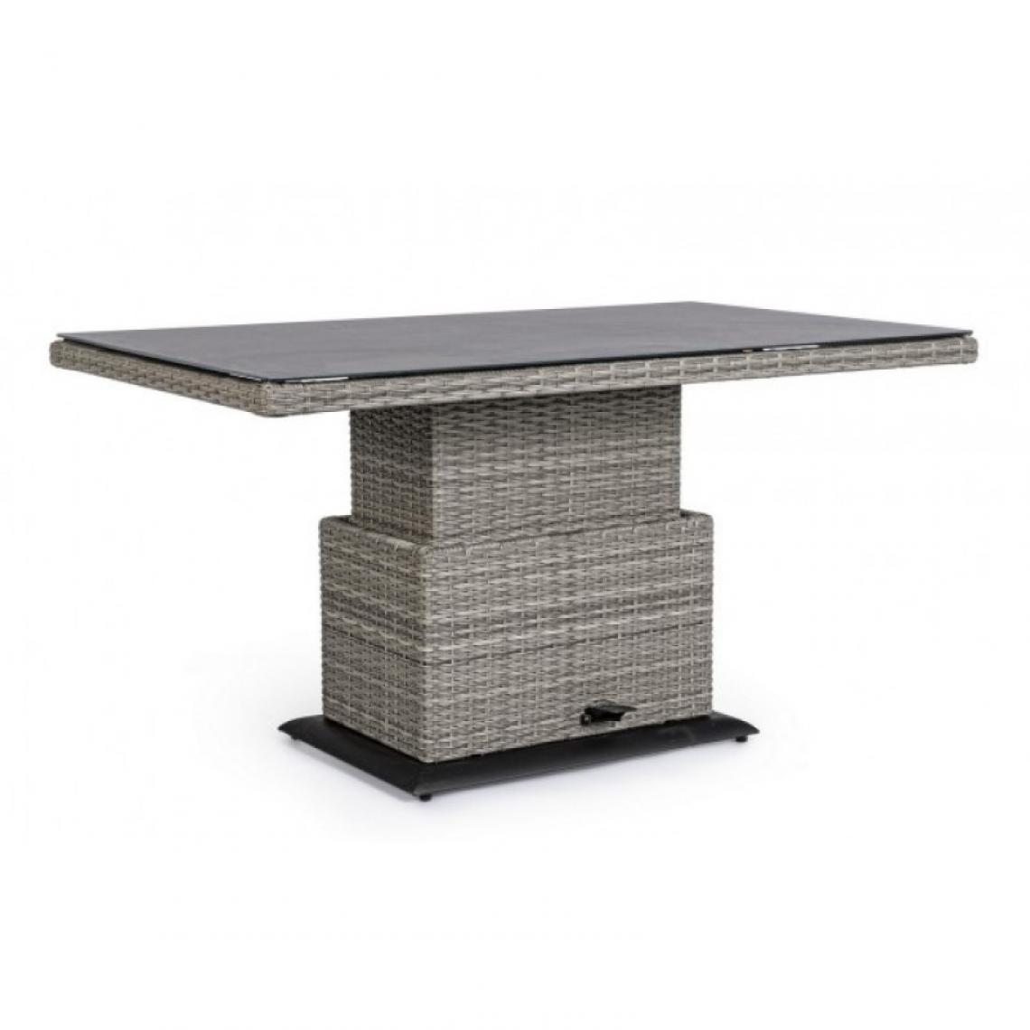 Webmarketpoint - Table grise Kent en fibre synthétique avec plateau en céramique - Tables de jardin