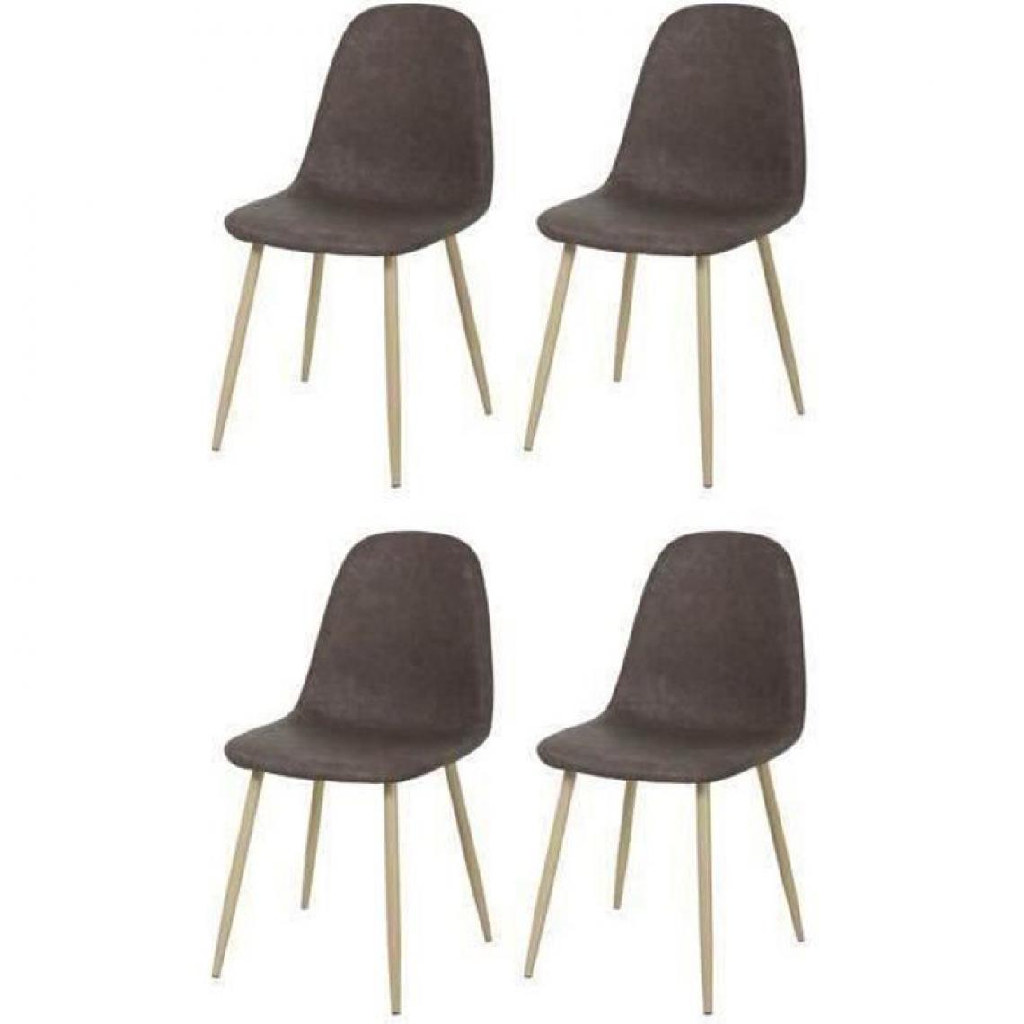 Cstore - CLODY - lot de 4 chaises simili vintage marron l 45xp 53xh 85 cm - Chaises de jardin