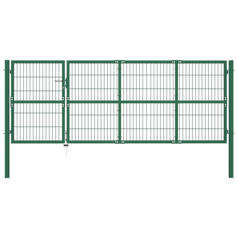 marque generique - Magnifique Clôtures et barrières collection Freetown Portail de clôture de jardin avec poteaux 350x120 cm Acier Vert - Portillon