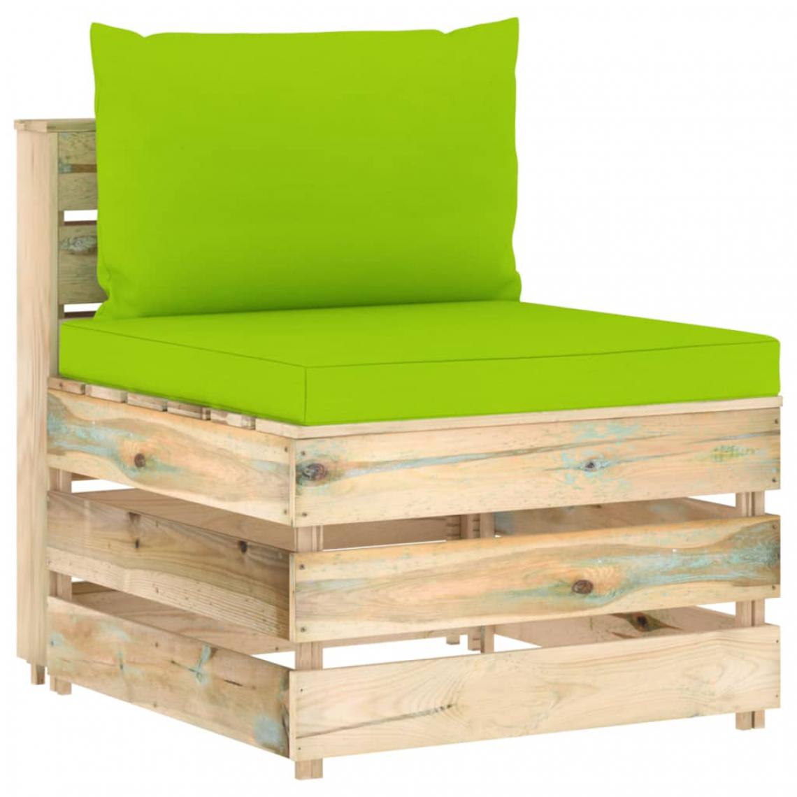 Vidaxl - vidaXL Canapé central sectionnel avec coussins Bois imprégné de vert - Ensembles canapés et fauteuils