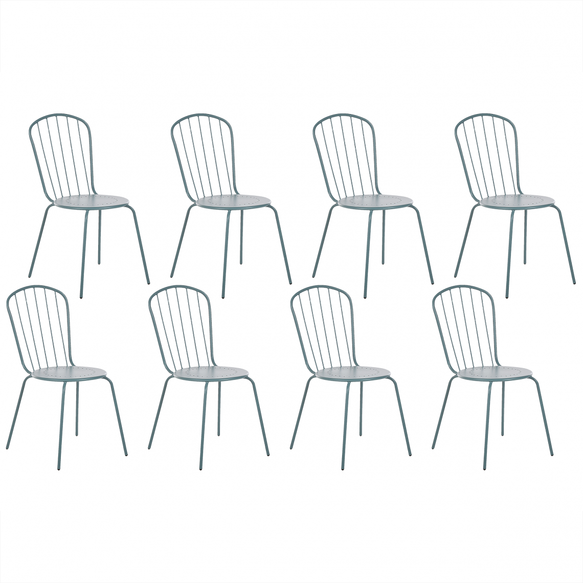 Beliani - Lot de 8 chaises de jardin en métal bleu clair CALVI - Chaises de jardin