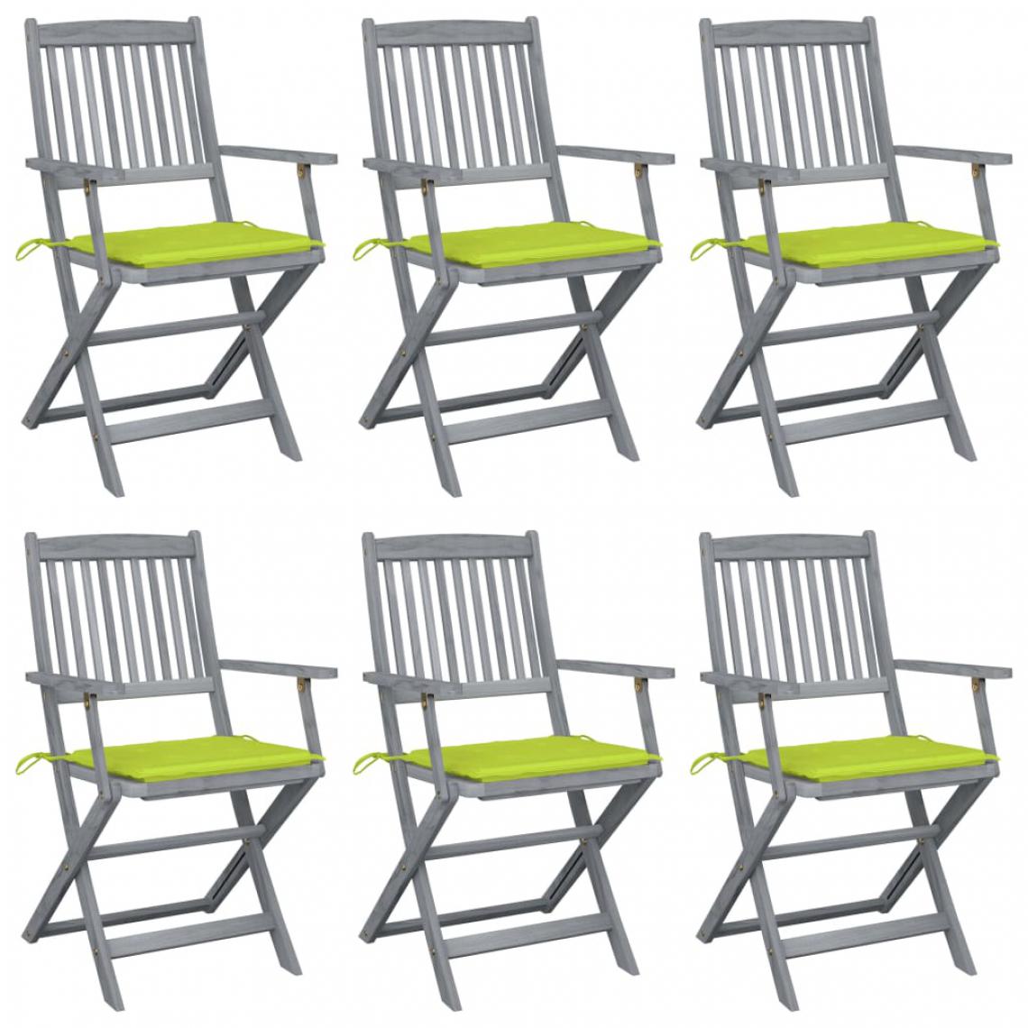 Vidaxl - vidaXL Chaises pliables d'extérieur 6 pcs avec coussins Bois d'acacia - Chaises de jardin
