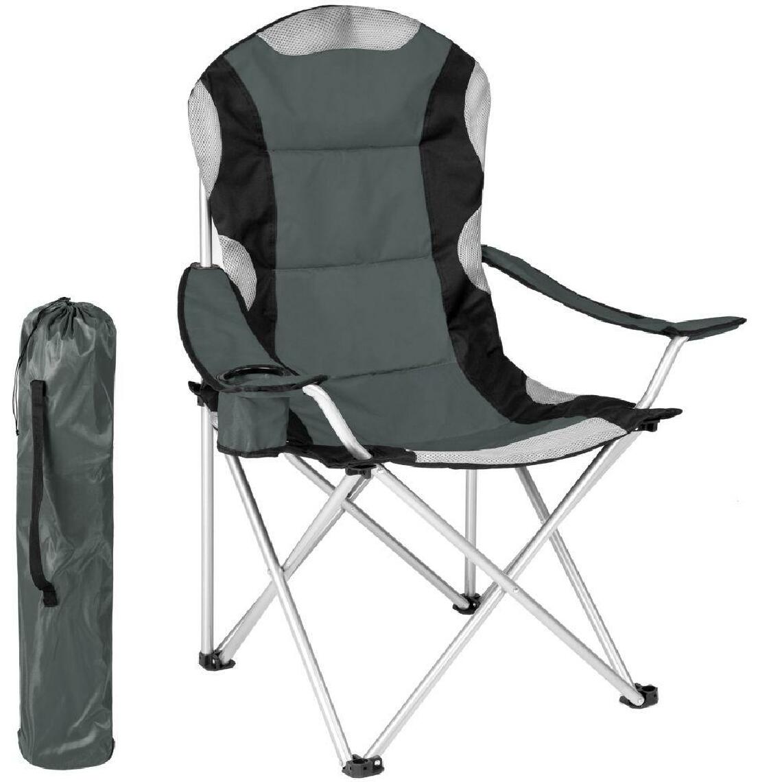 Helloshop26 - Chaise pliante avec rembourrage camping gris 2208090_2 - Chaises de jardin
