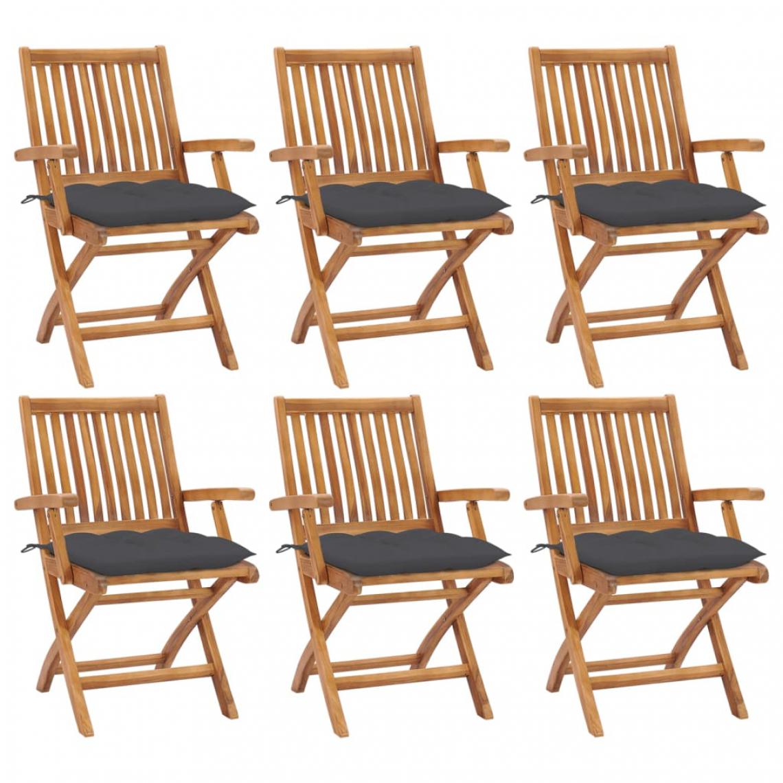 Vidaxl - vidaXL Chaises pliables de jardin avec coussins 6 pcs Bois de teck - Chaises de jardin