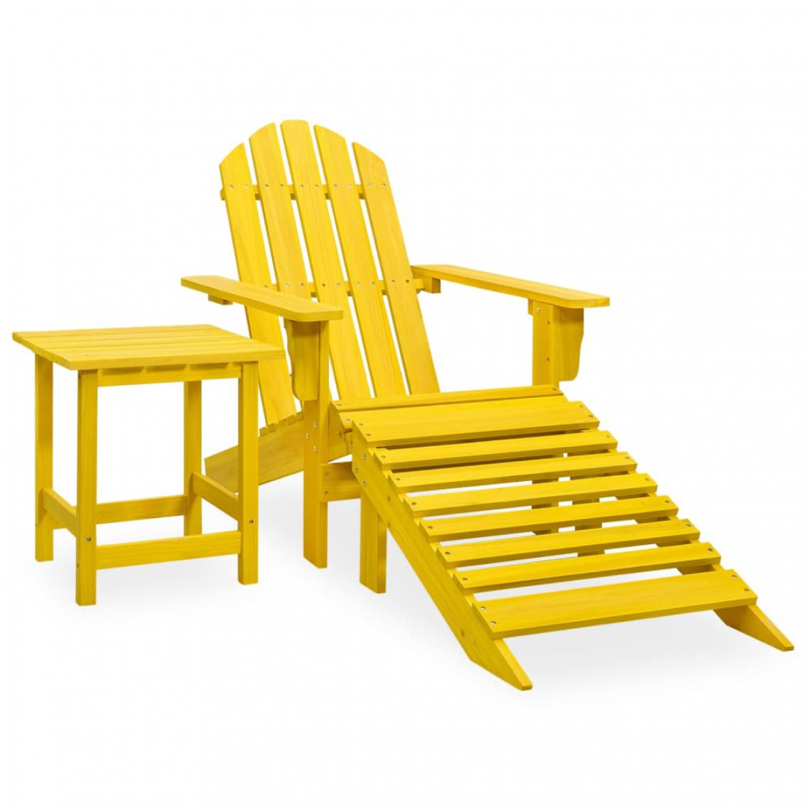 Vidaxl - vidaXL Chaise de jardin Adirondack avec pouf et table Sapin Jaune - Ensembles canapés et fauteuils
