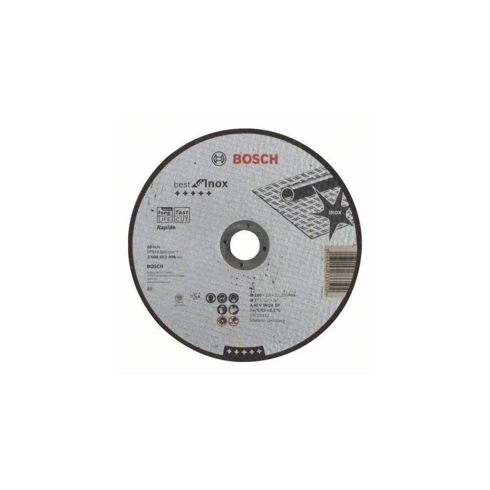 Bosch - BOSCH Disque a tronçonner a moyeu plat Best for Inox - Rapido diametre 180 x 1,6mm - Accessoires ponçage