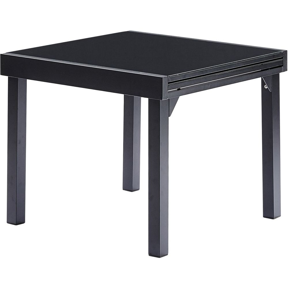 Wilsa Garden - Table de jardin extensible en aluminium noir 4/8 places - Tables de jardin