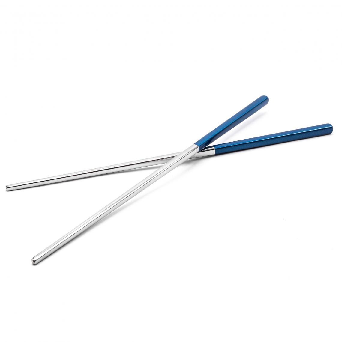 Vhbw - vhbw 1x paire de baguettes chopsticks en acier inoxydable - bleu / argent - Accessoires barbecue