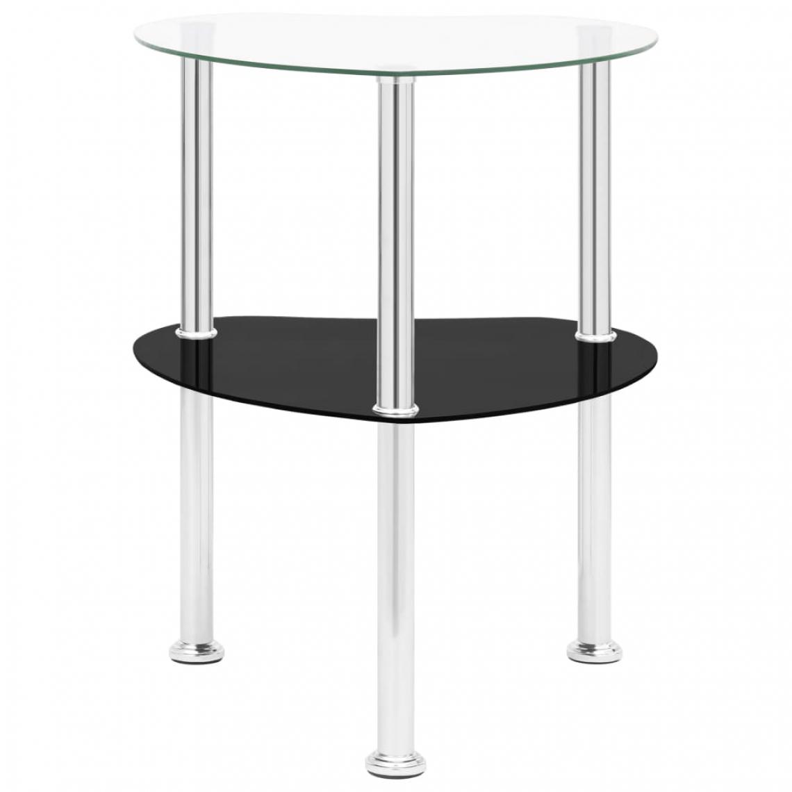 Icaverne - Icaverne - Tables d'appoint collection Table d'appoint Transparent et noir 38x38x50cm Verre trempé - Tables de jardin