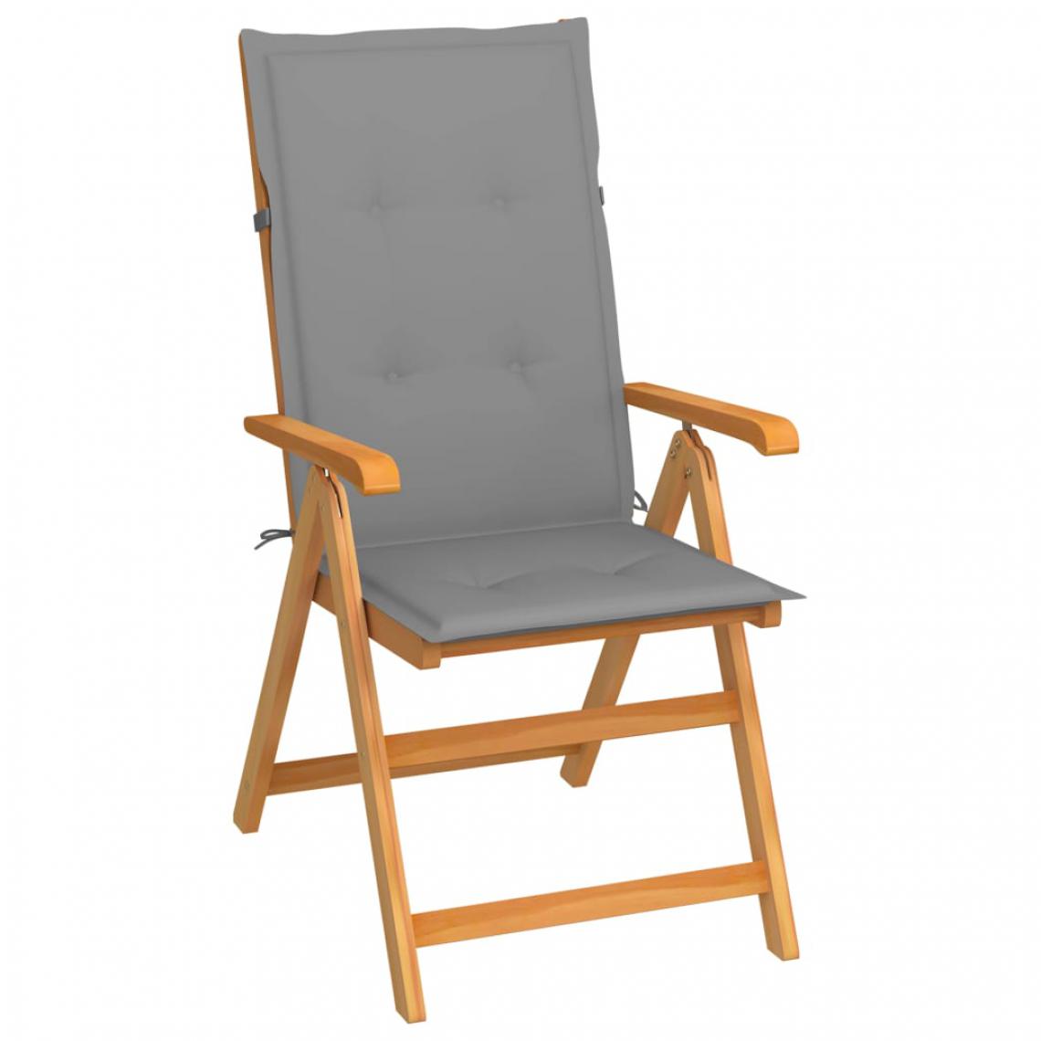 Vidaxl - vidaXL Chaise de jardin avec coussins gris Bois de teck massif - Chaises de jardin