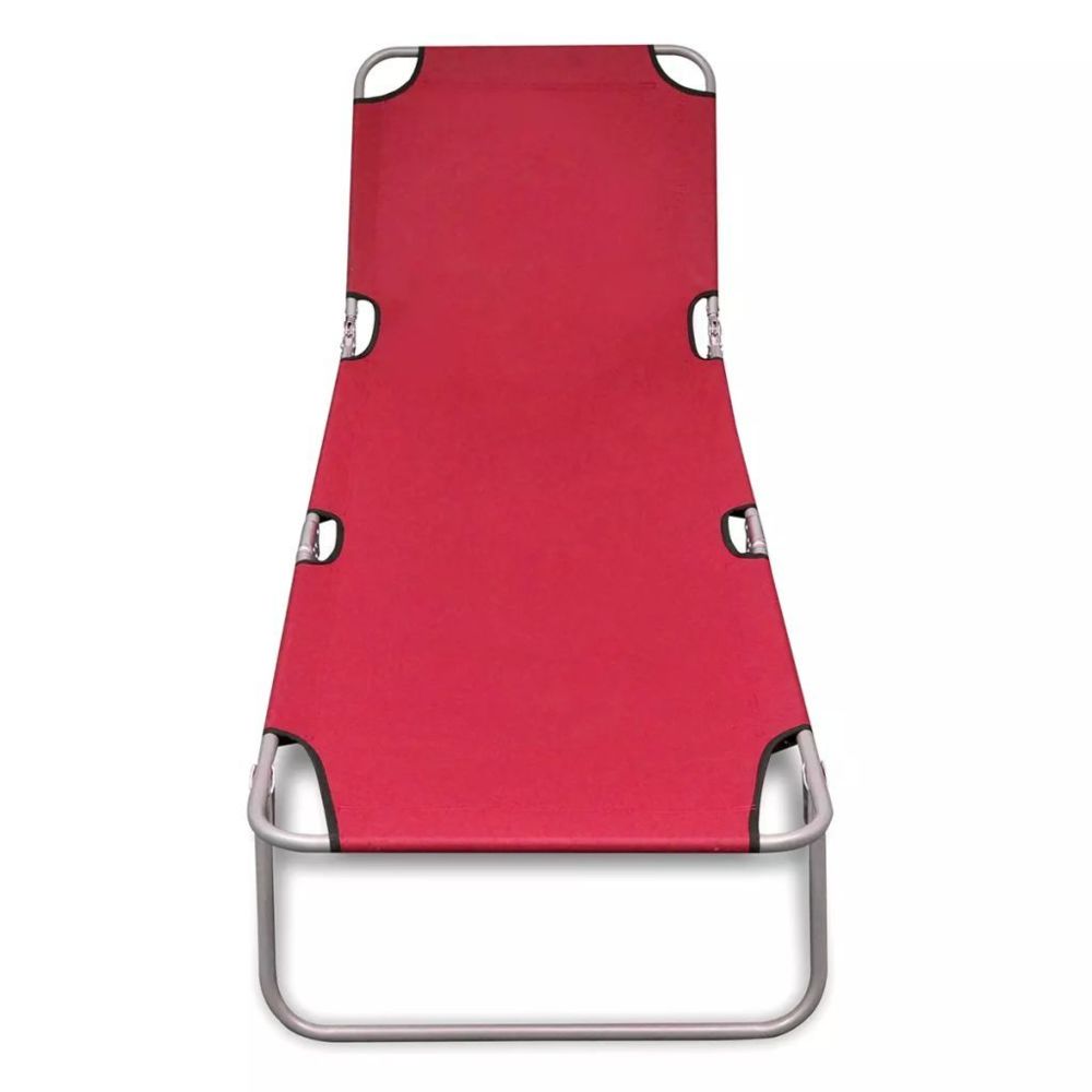 marque generique - Icaverne - Bains de soleil gamme Chaise longue pliable avec dossier réglable Rouge - Transats, chaises longues