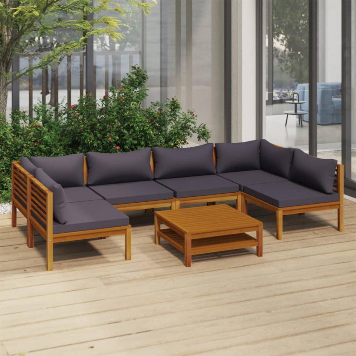 Vidaxl - vidaXL Salon de jardin 7 pcs avec coussin Bois d'acacia solide - Ensembles canapés et fauteuils