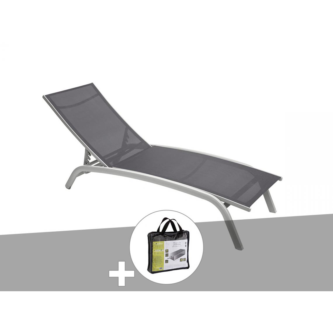 Hesperide - Transat en texaline Bonao Ardoise/Silver avec housse de protection - Hespéride - Transats, chaises longues