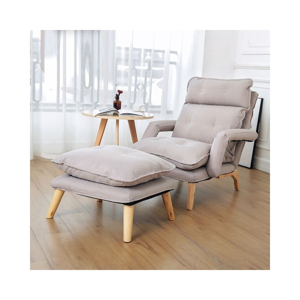 Wewoo - F3 Lazy Sofa Accoudoir Chambre Loisirs Japonais Chaise Pliante En Tissu Lounge Gris - Transats, chaises longues