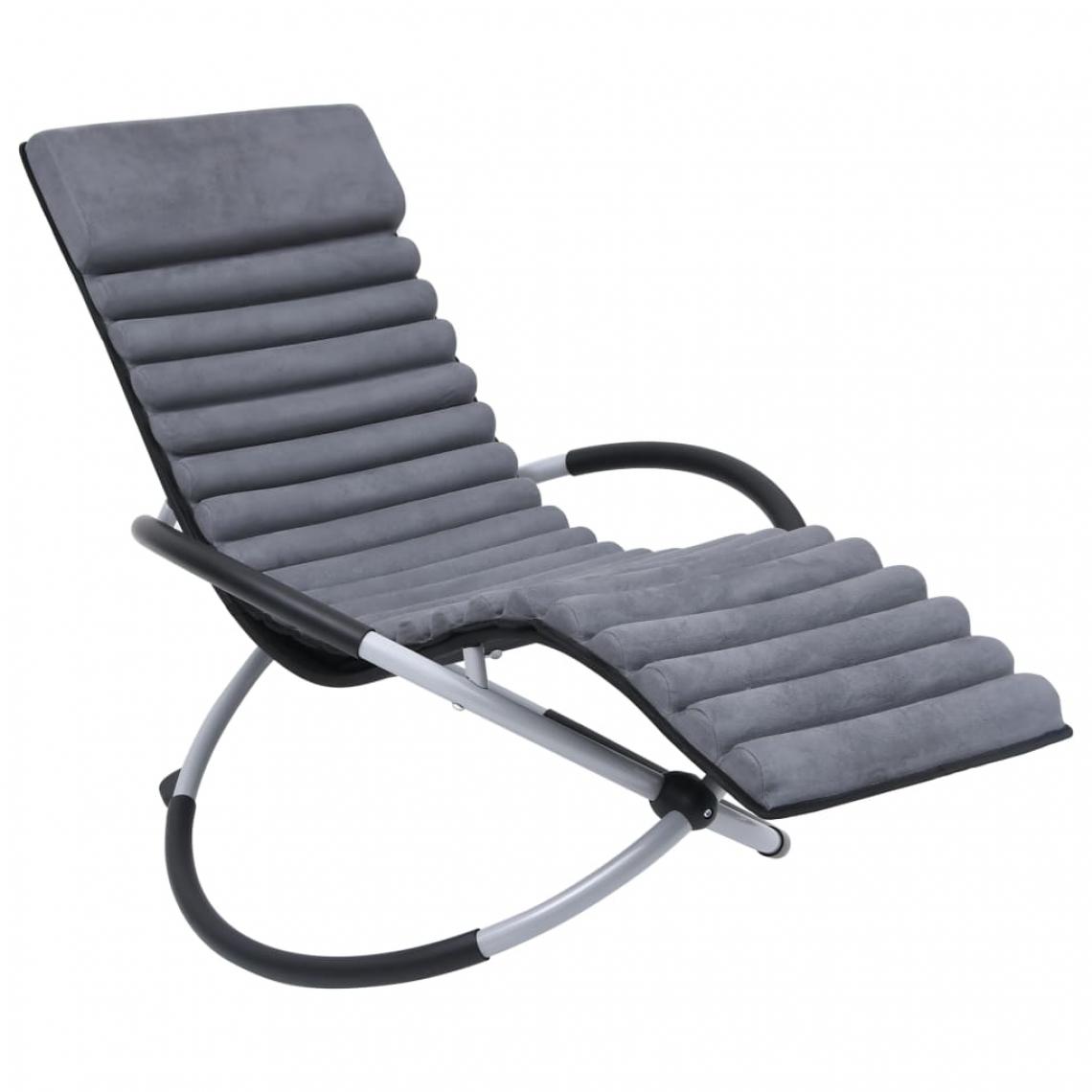Vidaxl - vidaXL Chaise longue d'extérieur avec coussin Acier Gris - Transats, chaises longues