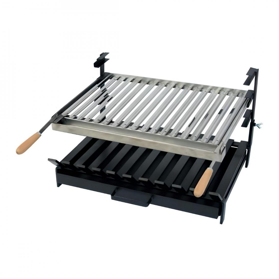 Visiodirect - Grille à rôtir avec tiroir et récupérateur de graisse en Inox coloris Noir - 60 x 48 x 40 cm - Accessoires barbecue
