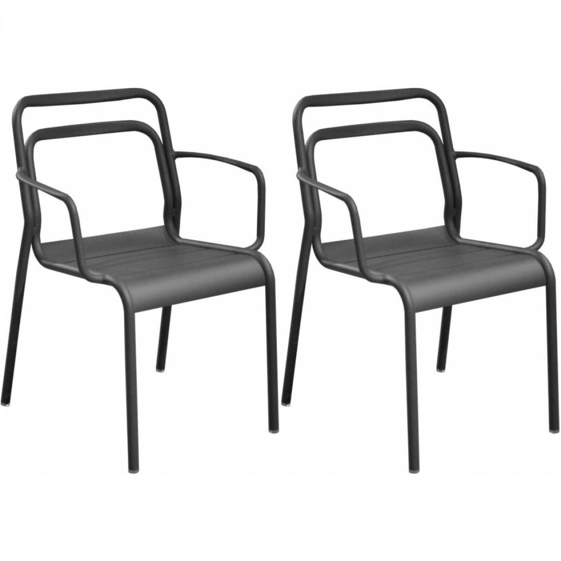 Proloisirs - Fauteuils en aluminium Eos (Lot de 2) graphite - Chaises de jardin