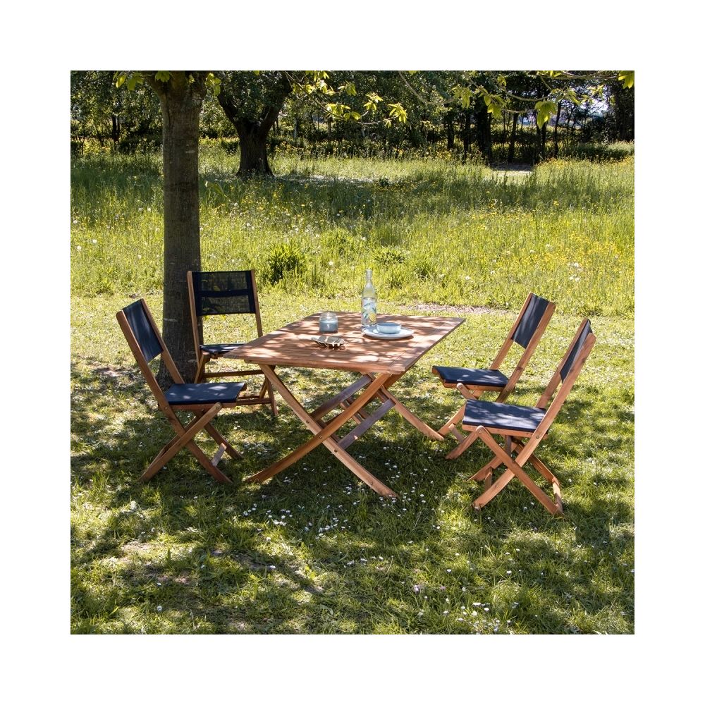 Bois Dessus Bois Dessous - Salon de jardin en bois d'acacia FSC 4 places - Ensembles tables et chaises