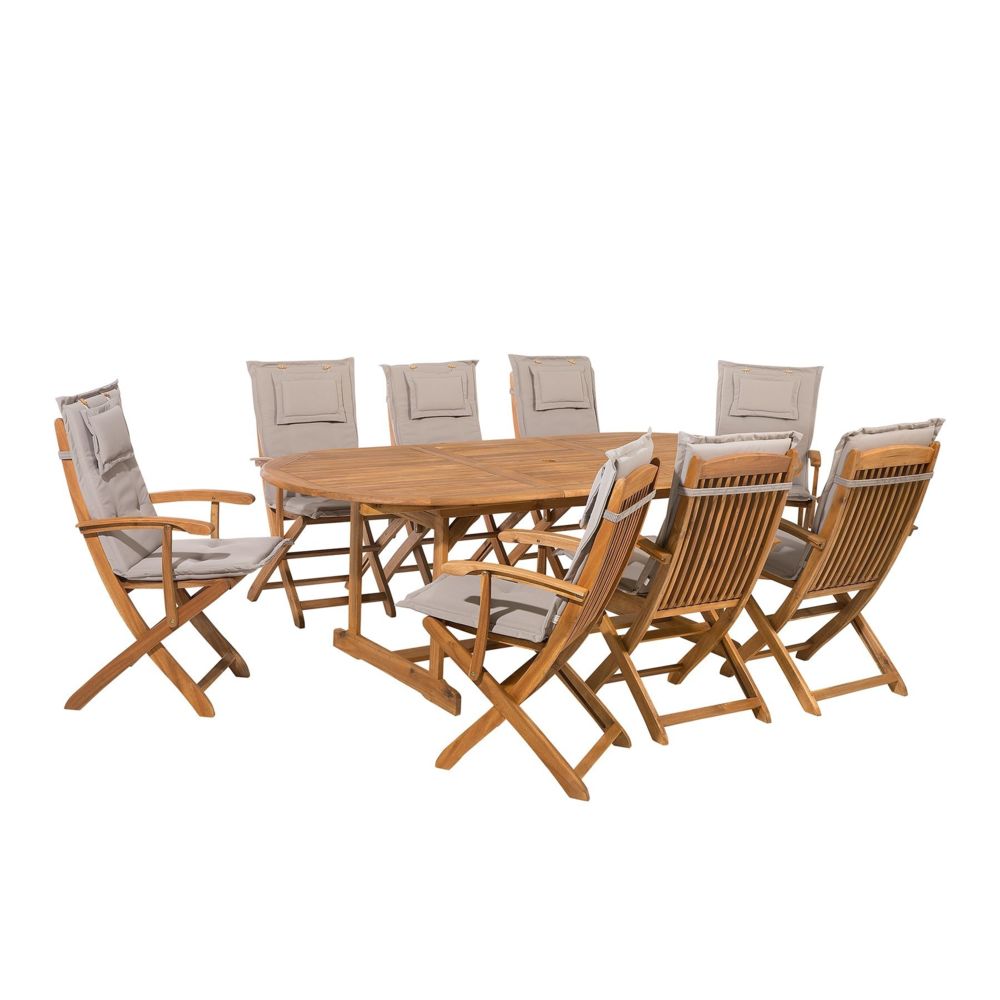 Beliani - Ensemble de jardin de 8 chaises avec coussin gris-beige Maui - Ensembles canapés et fauteuils