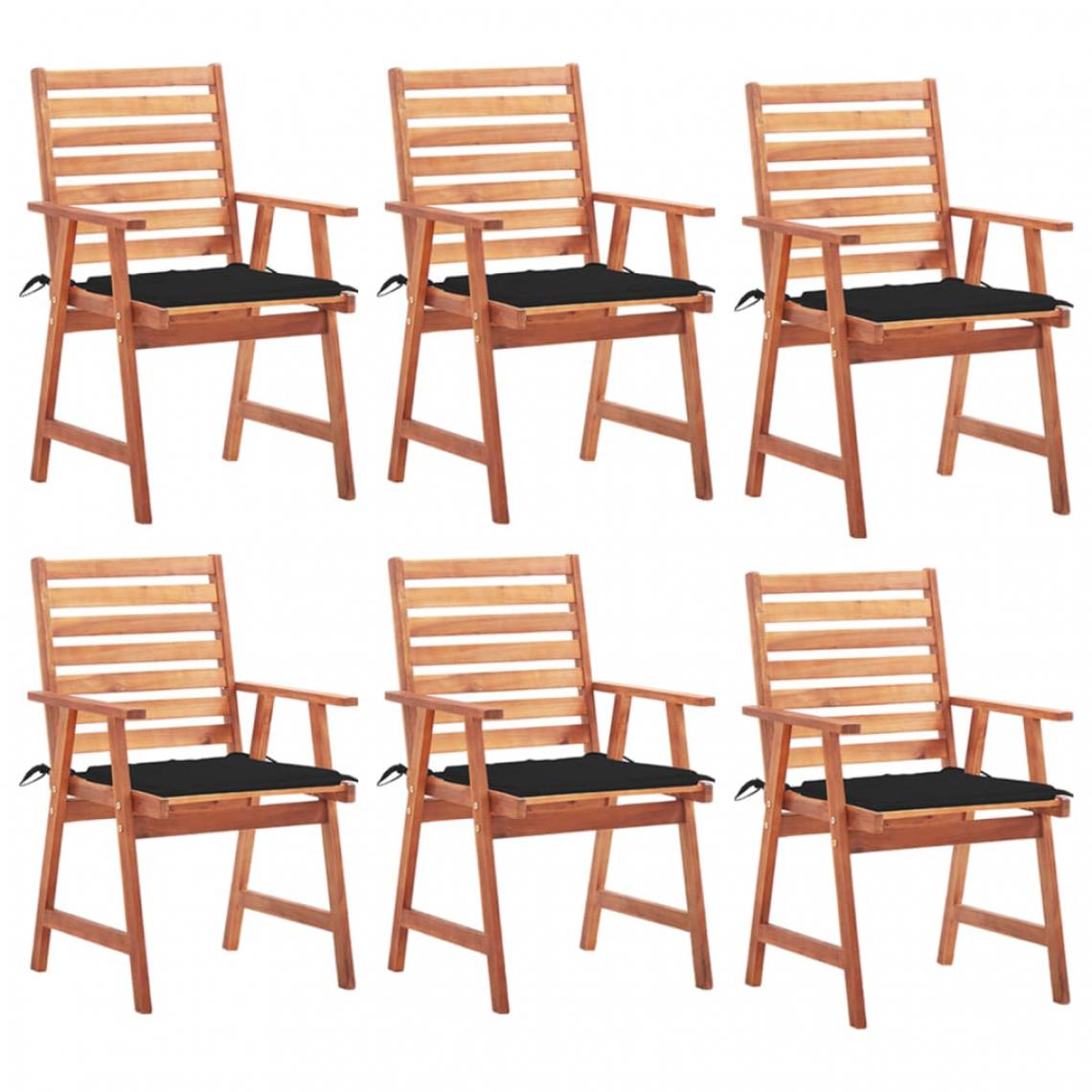 Vidaxl - vidaXL Chaises à dîner d'extérieur 6 pcs avec coussins Acacia massif - Chaises de jardin
