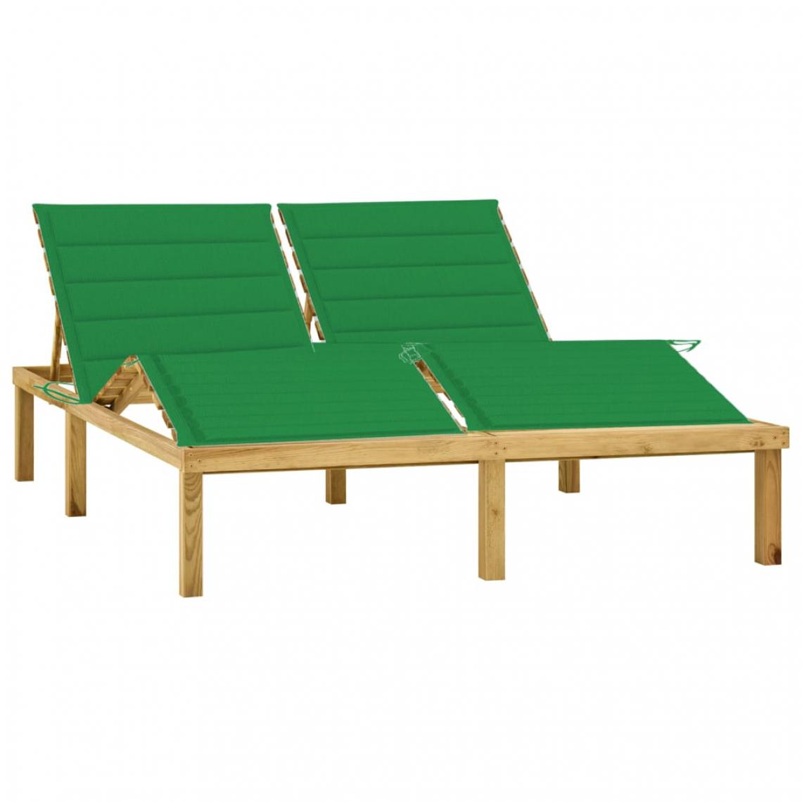 Vidaxl - vidaXL Chaise longue double et coussins vert Bois de pin imprégné - Transats, chaises longues