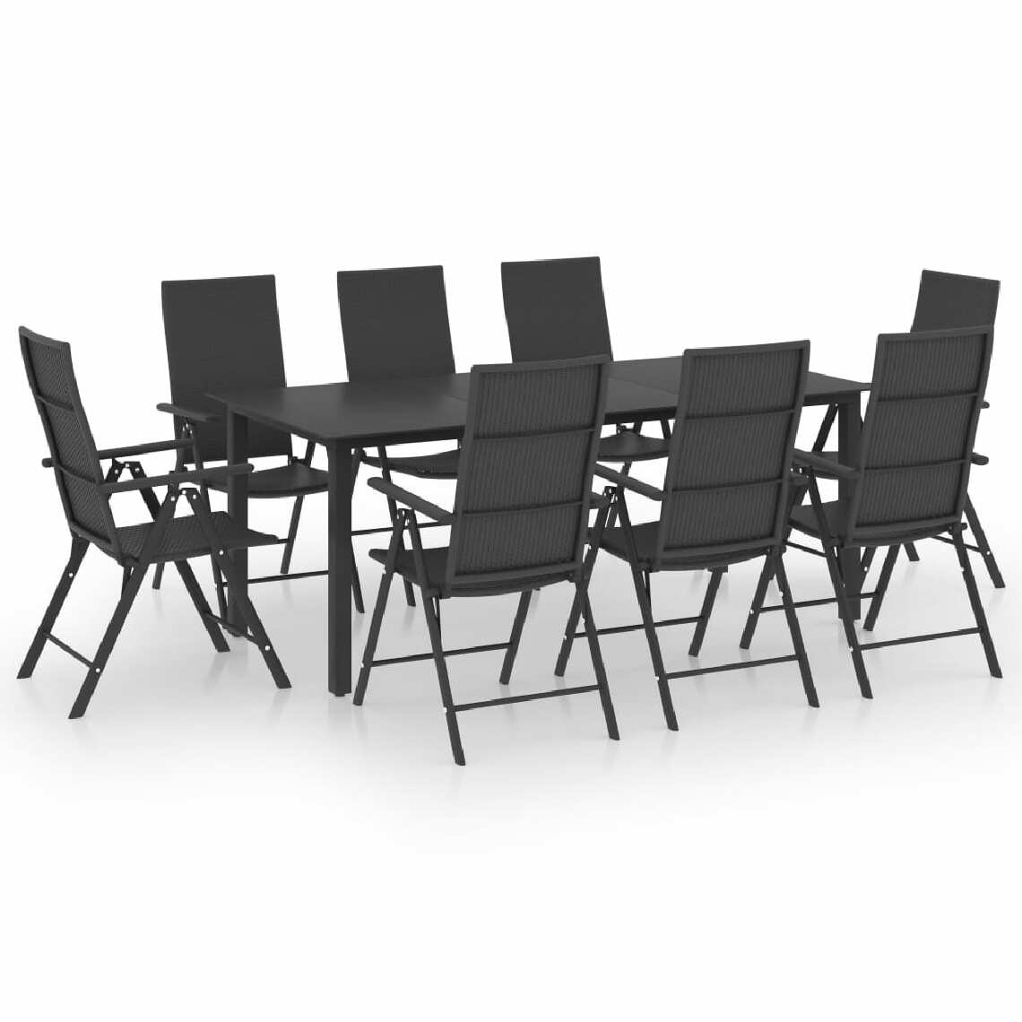 Vidaxl - vidaXL Ensemble de salle à manger de jardin 9 pcs Noir - Ensembles canapés et fauteuils