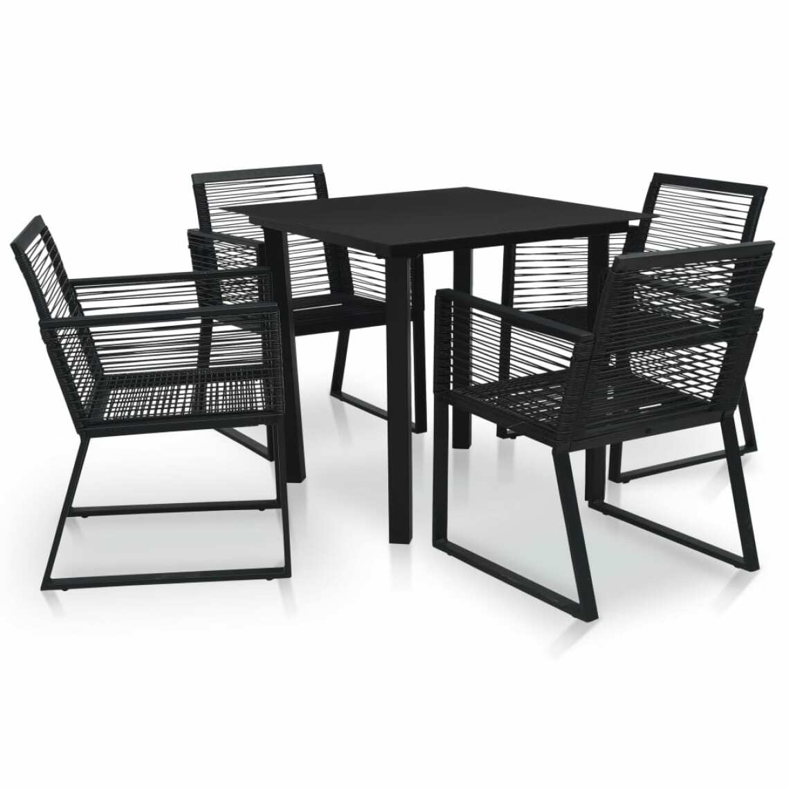 Vidaxl - vidaXL Mobilier à dîner d'extérieur 5 pcs Rotin PVC Noir - Ensembles canapés et fauteuils