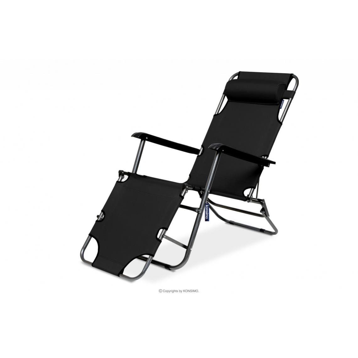 Hucoco - GUIDER - Chaise longue de jardin style moderne jardin/terrasse - 153x88x60 cm - Transat - Noir - Chaises de jardin