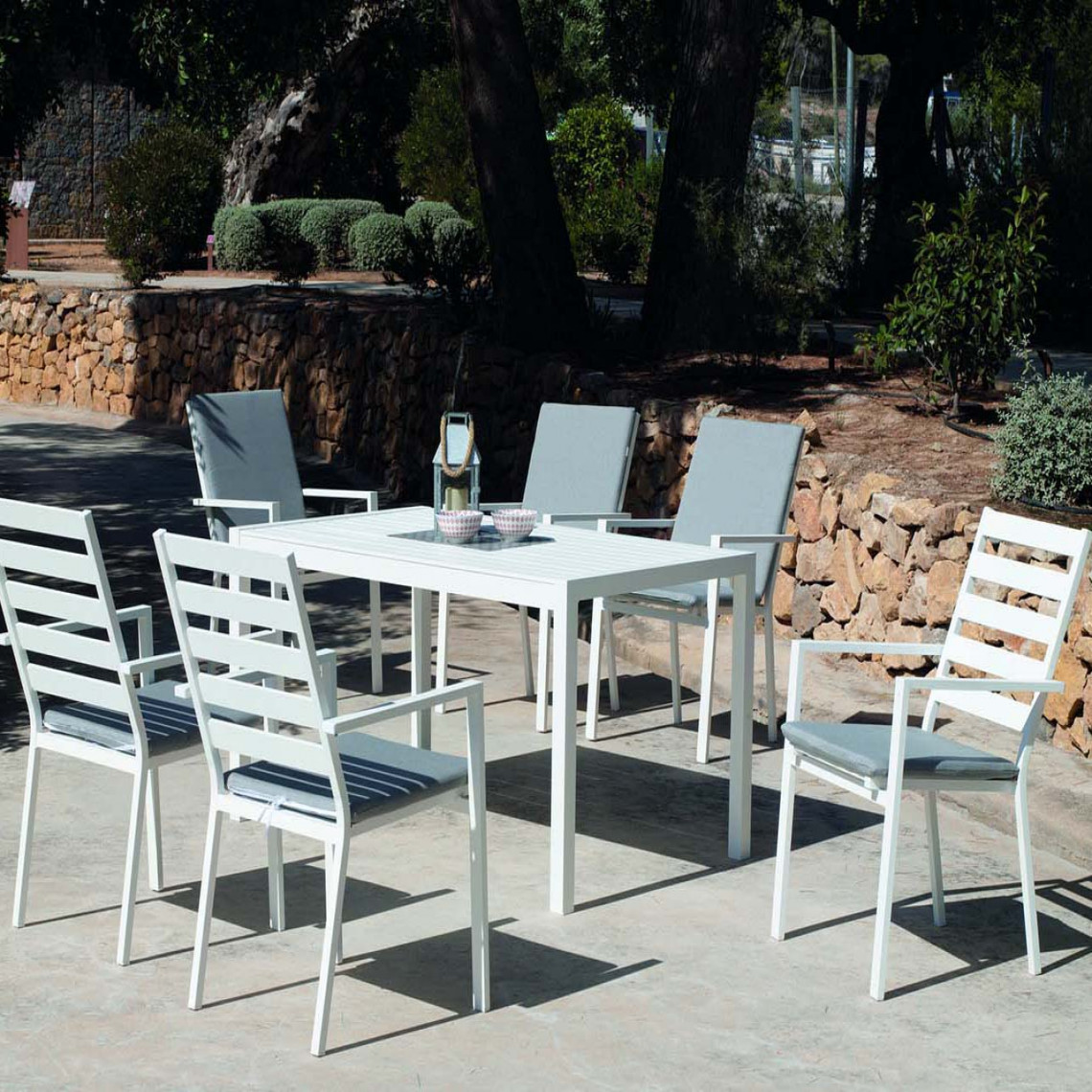 Hevea - Salon de jardin en aluminium 6 personnes Palma - Ensembles tables et chaises