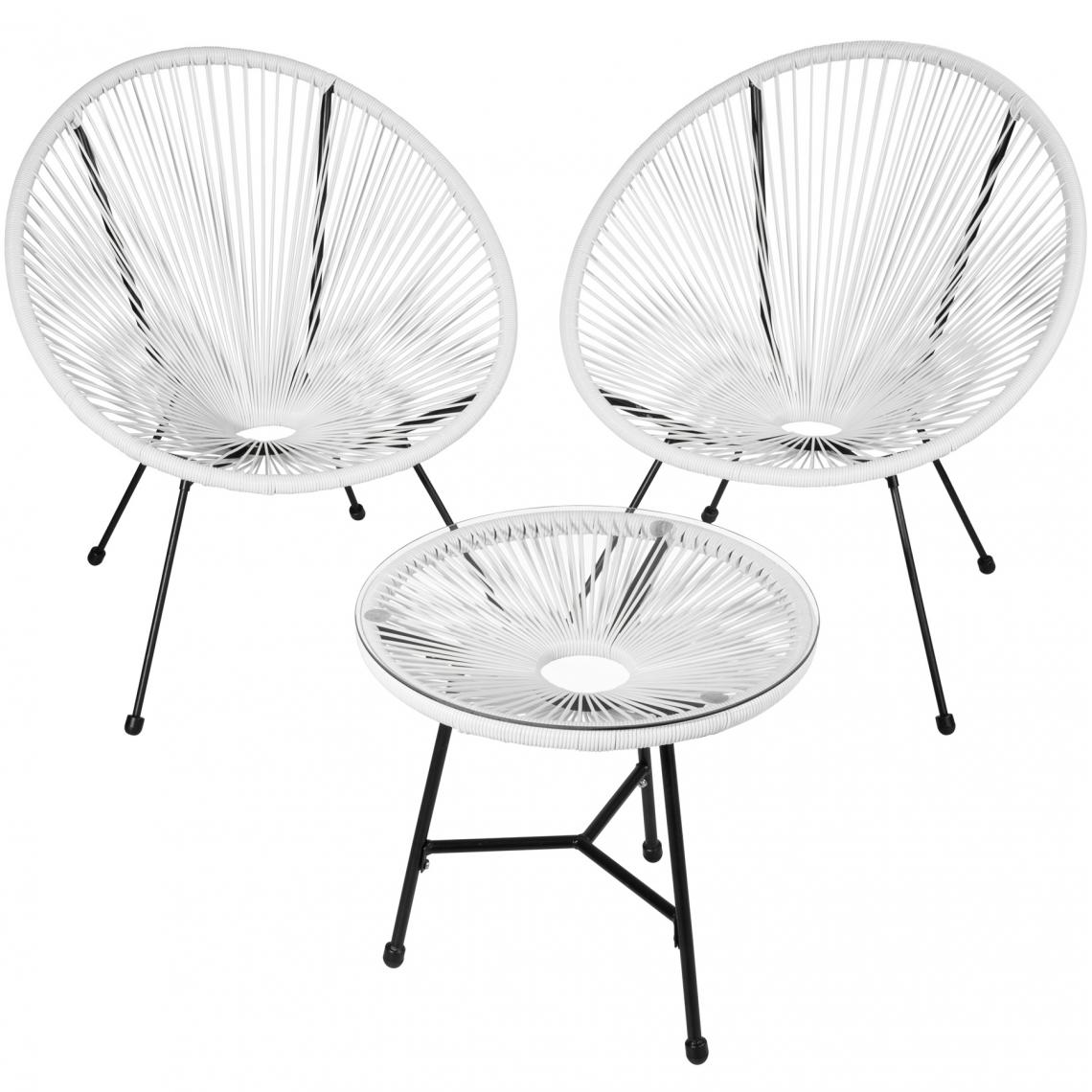 Tectake - Ensemble table et chaises de jardin Santana - blanc - Ensembles tables et chaises