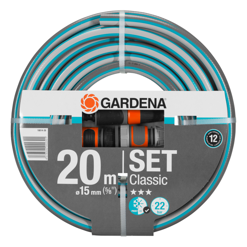 Gardena - Tuyau d'arrosage classic GARDENA avec accessoires - diametre 15mm - 20m 18014-26 - Raboteuses, dégauchisseuses