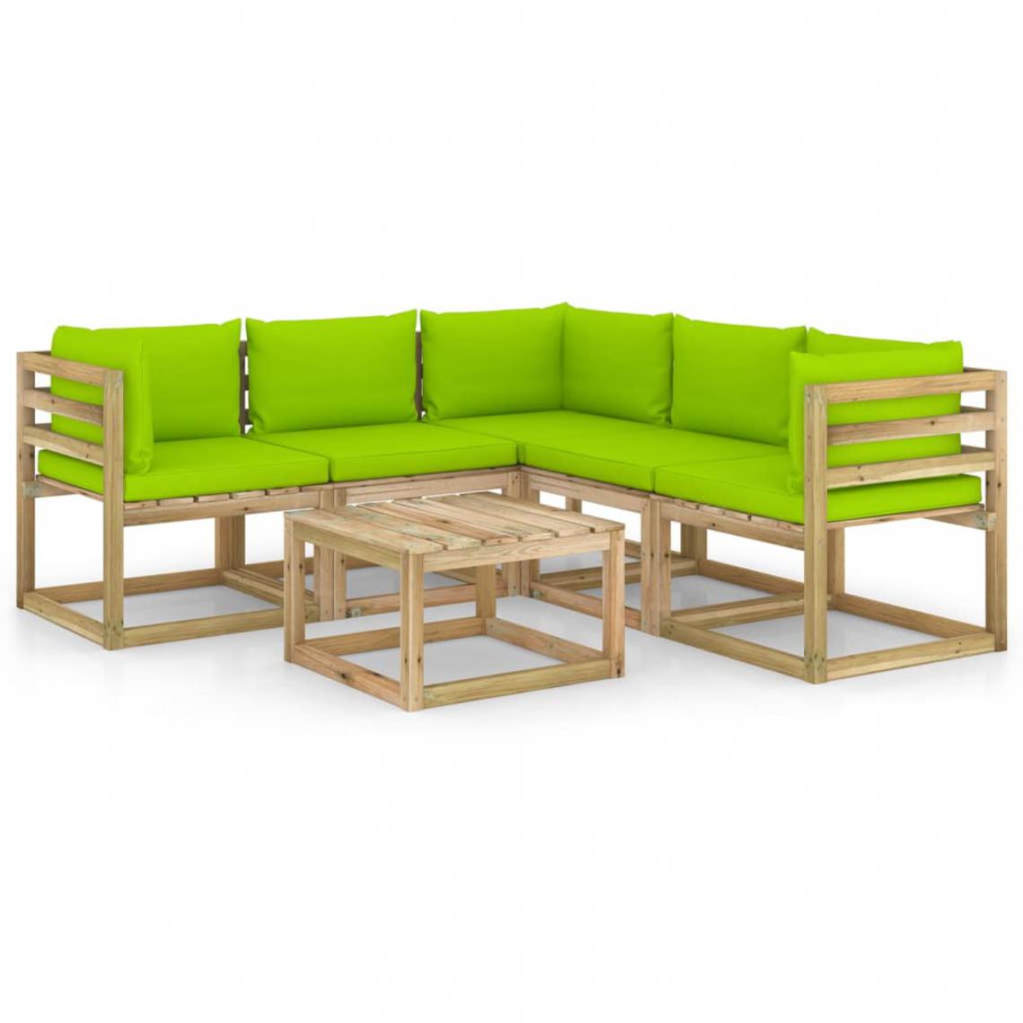 Vidaxl - vidaXL Salon de jardin 6 pcs avec coussins vert vif - Ensembles canapés et fauteuils
