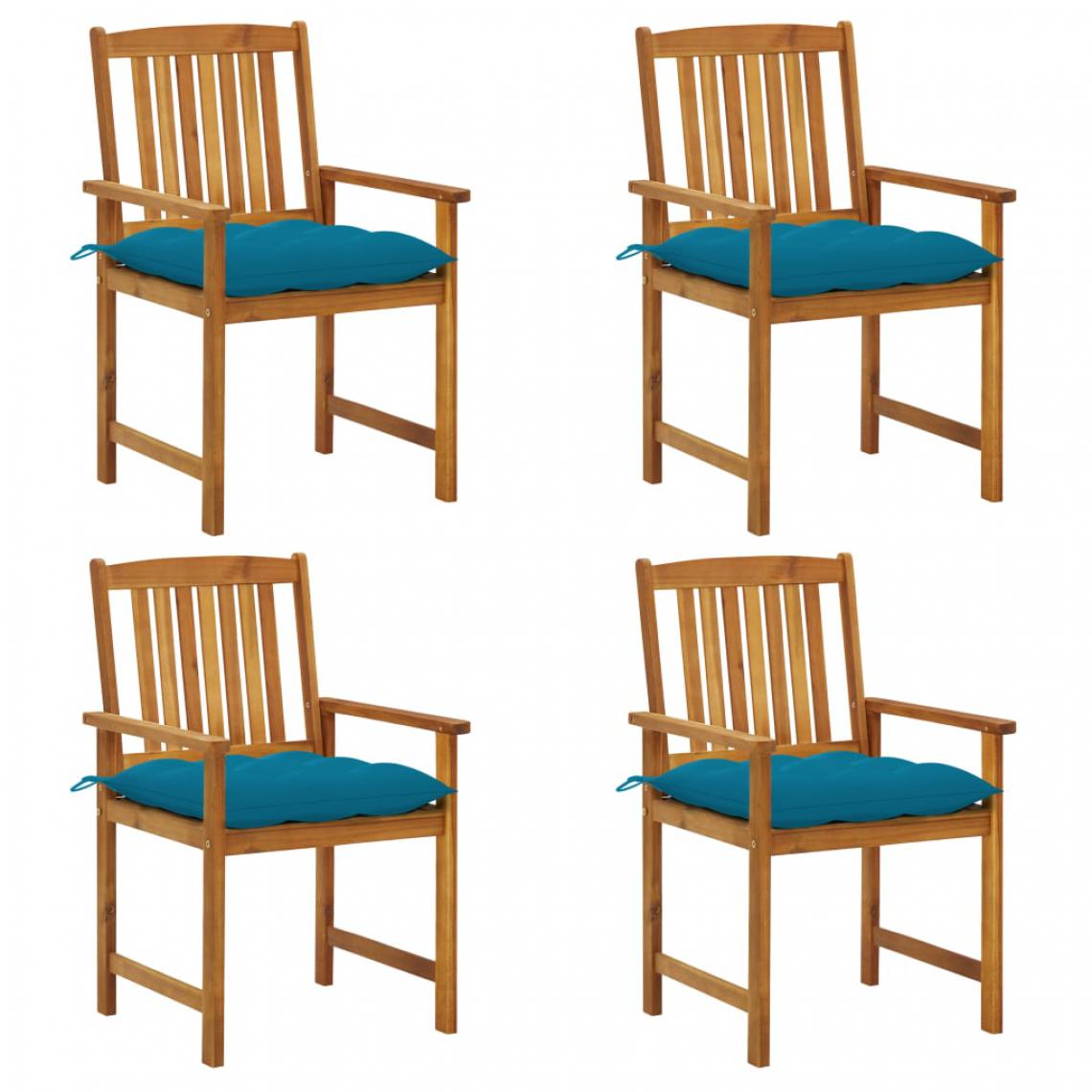 Vidaxl - vidaXL Chaises de metteur en scène avec coussins 4 pcs Acacia massif - Chaises de jardin