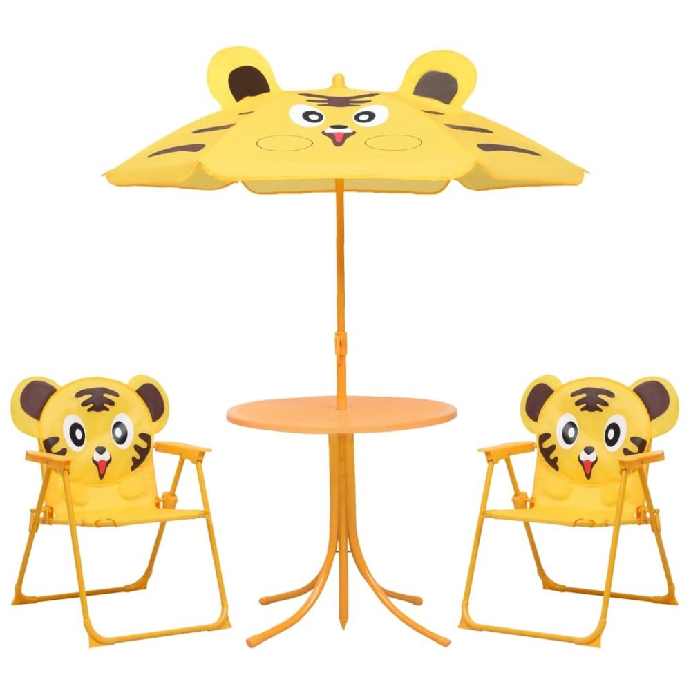 Uco - UCO Jeu de bistro avec parasol pour enfants 3 pcs Jaune - Ensembles tables et chaises