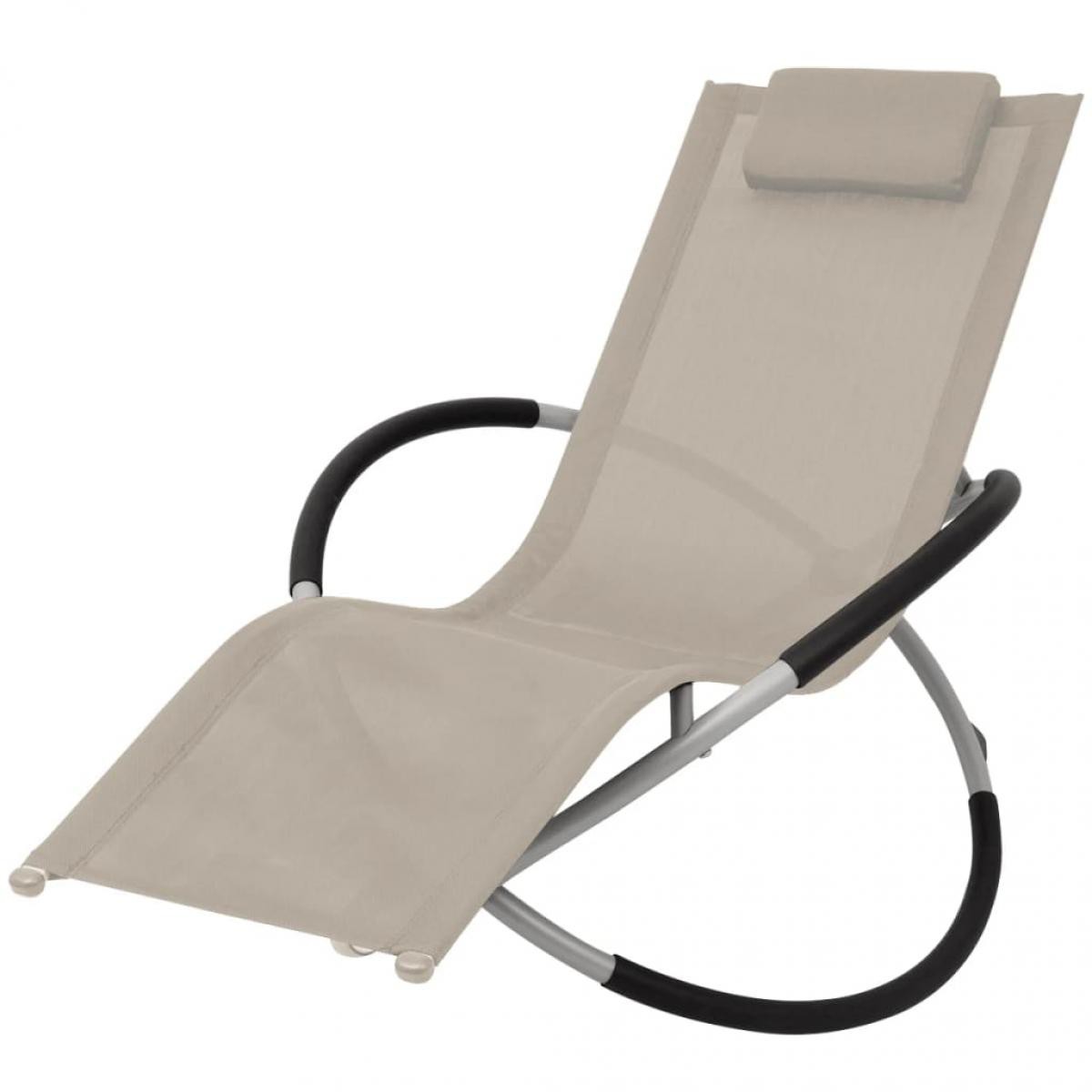 Vidaxl - vidaXL Chaise longue géométrique d'extérieur Acier Crème - Transats, chaises longues